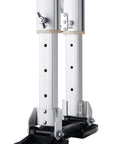 Adjustable Drywall Stilts for Painting and Cleaning, 24 to 40 Inches, Lightweight Aluminum Construction close-up of stilts