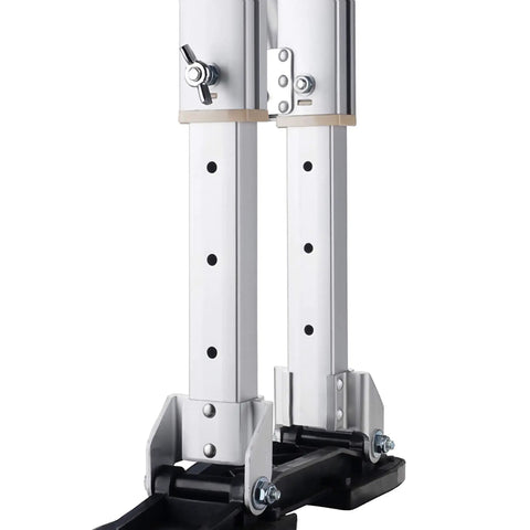 Adjustable Drywall Stilts for Painting and Cleaning, 24 to 40 Inches, Lightweight Aluminum Construction close-up of stilts