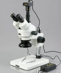 Trinocular Zoom Stereo Microscope 3.5X To 90X With Long Working Distance, 144 LED Four Zone Lighting System, Pillar Stand, 10X Super Widefield Eyepieces, Adjustable Interpupillary, Perfect For Circuit Boards And Dental Appliances on pillar stand