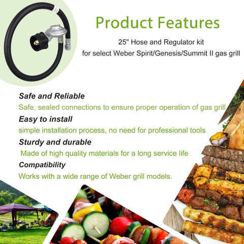 25In Hose And Regulator Kit For Genesis Spirit Summit Grills Replacement Includes 200 210 300 310 330 Silver And Gold Series