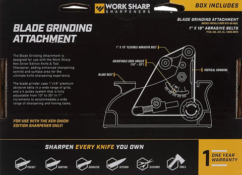 Blade Grinder Attachment For Ken Onion MK1 Knife And Tool Sharpener, Adjustable 10 To 35 Degree, 4 Pulley System, Pro Grade Belts Included, 1 X 18 Inch Engineered Abrasive Belts, Attachment Only, Not Compatible With MK2