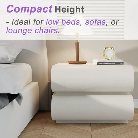 Level Up Your Bedroom Setup With This Modern Leather Upholstered Nightstand Boasting Roomy Desktop Space And Two Heavy Duty Wooden Drawers For Easy Storage, featuring compact height.