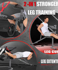 Adjustable Weight Bench Set With Leg Extension And Leg Curl, 900 Lbs Capacity, showing leg exercises in home gym setup