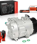 AC Compressor With Clutch Fits Lexus ES350 RX350 Toyota Avalon, silver unit with installation gloves and tools for easy setup.