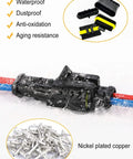 Close-up of waterproof automotive electrical wire connector showing durability features; part of 800Pcs 50Set Waterproof Automotive Electrical Wire Connector Kit With 1 To 6 Pin Connectors And Ratchet Crimping Tool For Vehicle Wiring Do It Yourself Pro Grade Set.