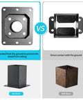 Comparison of Two Pack 4x4 Post Base Anchors Solid Steel With Black Powder Coat Heavy Duty Deck Post Brackets and a rusty bracket.