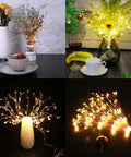 2 Pack Starburst Sphere Lights With 200 LED Bulbs, 8 Modes Dimmable Remote Control, Battery Operated Copper Wire Fairy Lights
