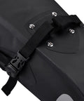 Close-up of the 10L Roll Top Bike Saddle Bag for mountain and road bikes, showing waterproof PVC TPU construction and secure straps.