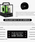 3D Printer Filament Dryer Box With Auto Rotation And Humidity Hold, LCD interface showing temperature settings and filament options
