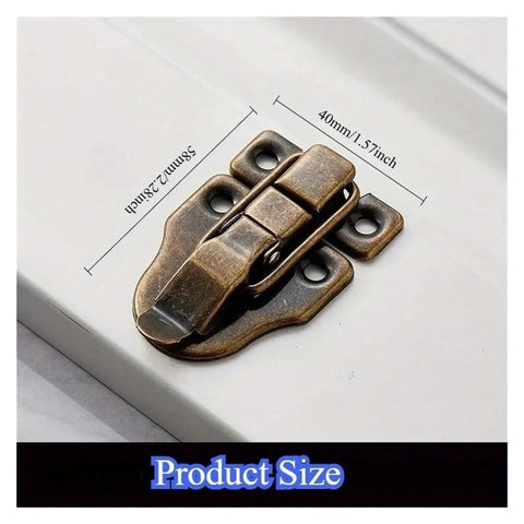 Five Pack Duckbilled Box Hasp Lock With Padlock Hole dimensions 1.5x2.2 inches brass finish iron latch on wood surface