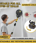 User using Dustless Drywall Sander With Vacuum Dust Collector Pro Grade 6.5 Amp 780W on wall showing automatic leveling feature.