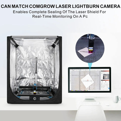 Laser engraver setup with Lightburn camera integration, showcasing 4 In 1 Y Axis Laser Engraving Rotary Roller For Most Laser Engravers