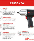 Heavy Duty Half Inch Drive Pneumatic Air Impact Wrench Delivers Over 1100 Ft Lbs Of Bone Crushing Torque As A Bad Ass Shop Essential For Pro Mechanics Who Want Zero Hassle angled view with highlighted features and branding.