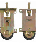Heavy Duty 2 Pack Sliding Door Rollers Built Like A Tank Spring Loaded Pulleys No Skip Glide For Closet Shower And Patio Track Replacement 4.7X2.4 Inch, close-up view of metal rollers and springs.