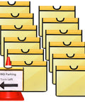 Set Of 12 Yellow Traffic Cone Sleeves With Pockets For Caution Notes And Signs Safety Message Sign Covers For Outdoor Signals