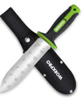 Hori Hori Garden Knife With 7 Inch Stainless Blade Dual Edge For Weeding Digging Planting Ergonomic TRP Handle With Hanging Hole And Oxford Sheath Green