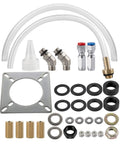Beefy Hydraulic Outboard Steering Kit components, including connectors, hoses, and fittings, for 300HP helm pump installation.