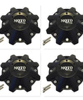 4 Pack Dope Satin Black Wheel Center Caps Fit 970 479L214 With Eight And Three Eighths Inch Diameter And One And One Sixteenth Inch Height Includes Mounting Hardware And Allen Wrench For Quick Install, shown with screws