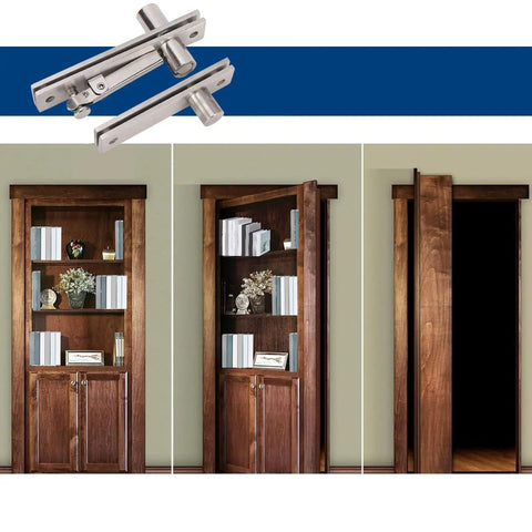 Stainless Steel Pivot Hinge 300 Lbs Load Bearing Concealed Door Hinge for Wooden and Aluminum Doors showcasing installation on wooden door