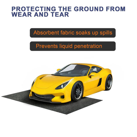 Yellow sports car on Heavy Duty 60 By 72 Inch Oil Spill Mat For The Garage Floor Under Your Car Waterproof Absorbent Reusable And Washable Floor Protector Durable For Driveways And Garages