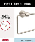Pivot towel ring from Slick SpotShield Brushed Nickel 4 Piece Bathroom Hardware Set With 18 To 24 Inch Adjustable Towel Bar, Towel Ring