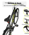 26 Inch Mountain Bike For Adults, Women And Men, 18 Speed Drivetrain With Dual Disc Brakes, High Carbon Steel Frame, Black Yellow