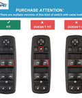 Left Driver Side Power Window Switch For Chrysler Town And Country 2012 2016, showing fit and non-fit switch variations
