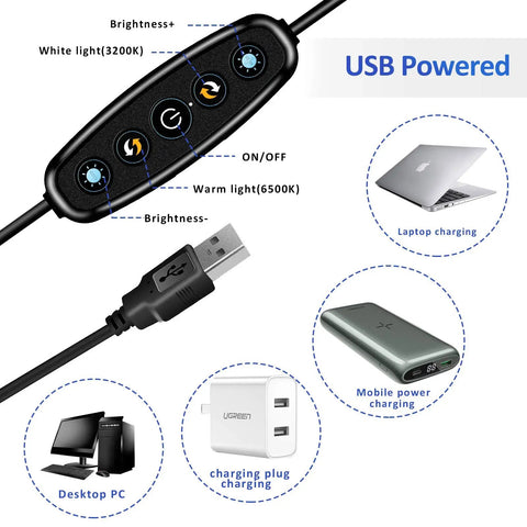 Control panel of Clip On Ring Light For Video Calls And Live Streaming With Adjustable Color Temperature And Brightness