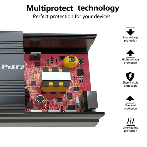 Close-up of the internal circuitry of Road Life Ready 150W Car Power Inverter Converts 12V DC To 110V AC with protection features.