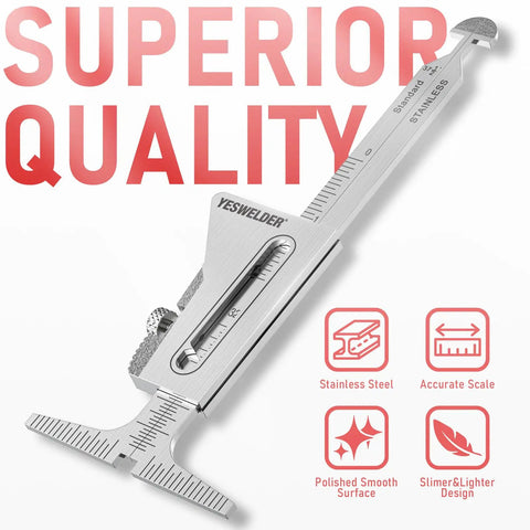 Hi Lo Welding Gauge For Pipe Fit Up, Stainless Steel Alignment Tool With Standard And Metric Scales, 32mm Gap And 37.5 Degree Bevel, pro grade