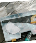 Dustproof 6-Inch Bench Grinder Eye Shield Guard Kit next to a hand saw on a toolbox lid outdoors.