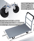Heavy Duty Flatbed Cart 2200 Lb Capacity Workhorse Foldable Platform Truck Industrial Grade Steel Hand Push Dolly For Garden, Garage, Warehouse And Yard Use With Quiet Wheel Design, anti-slip steel platform, rubber wheels.