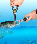 Hands using Pro Grade Fish Lip Gripper Pliers With Upgraded 4.3 Inch EVA Foam Handle on fish in water