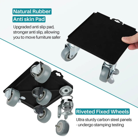 Upgrade To Pro Level Moving With FaHkns Large Furniture Dolly featuring natural rubber anti skin pad and riveted fixed wheels.