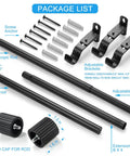 Package contents of Adjustable Curtain Rod Set 1 Inch Diameter Black Metal For Windows From 16 To 92 Inches Or Up To 104 Inches Max