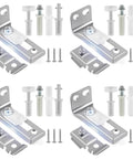 Bi Fold Door Hardware Repair Kit For Sliding Closet Doors Replacement Set With Top And Bottom Brackets, Seven Eighths Inch Guide Wheels, Three Eighths Inch Pivots For Barn Doors, Pocket Doors, Folding Doors And Accordion Doors, Easy Durable No Fuss shown in package with brackets and screws