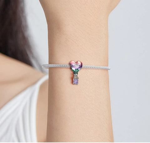 Hot Air Balloon Birthstone Charm For Bracelets In Sterling Silver Ideal Gift For Women July Birthstone Jewelry Fun Birthday Charm