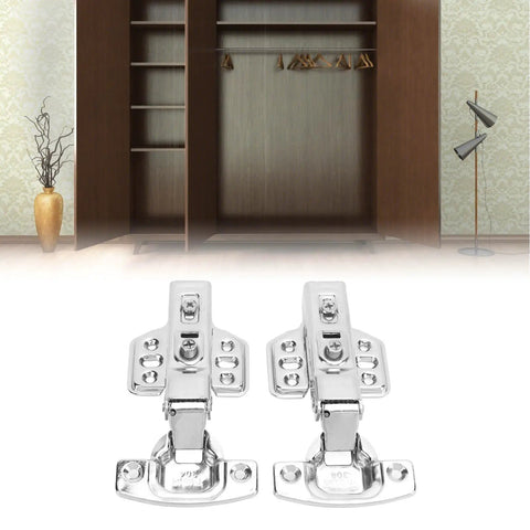 Stainless Steel Cabinet Hinges Set Of Two With 2mm Thick Base And Bright Electroplated Finish Heavy Duty And Smooth Soft Close Damping