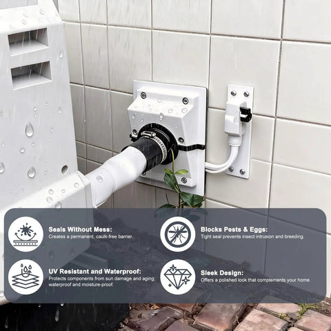 Weather Tough HVAC Wall Penetration Cover And Lineset Sleeve Kit snug fit over 1 3/4 inch refrigerant lines with waterproof design