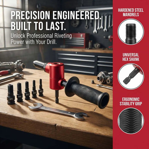 Cordless Drill Electric Rivet Gun Adapter Kit For Quick Install Nutsert Tool Set Perfect For Metalworking Auto Repair And DIY Projects To Save Labor And Work Like A Boss, M3-M8 carbon steel