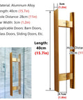 Sliding Door Pull Handles For Exterior Glass Doors Aluminum Black Double Sided Gate Grab Bars Easy To Install Inside And Outside