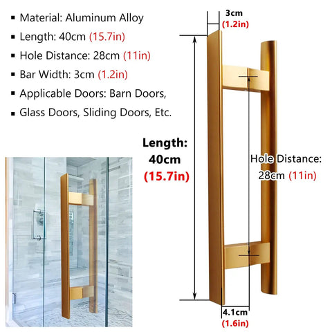 Sliding Door Pull Handles For Exterior Glass Doors Aluminum Black Double Sided Gate Grab Bars Easy To Install Inside And Outside