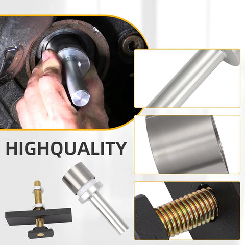 Motoparty CV axle bearing puller kit for Toyota 8-inch front differential; steel shaft, adapters and bolts.