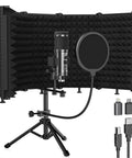 USB Condenser Microphone Kit With Isolation Shield Pop Filter And Tri Stand For Laptop PC Mac And Phone Recording Vocals Podcasts Singing In Home Studio setup