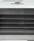 Six Tray Electric Food Dehydrator Machine With Dead Simple Operation Adjustable Temperature And Timer Slick Stainless Steel Build, front view.