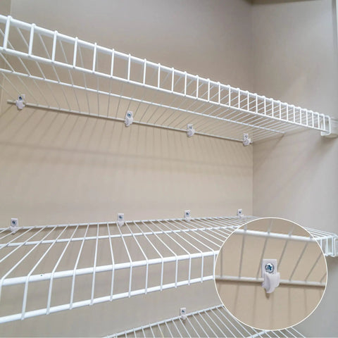 Wire shelving with 40 Pcs White Plastic Wall Clips For Wire Shelving Durable Closet Shelf Support Brackets With Screws And Expansion Tubes