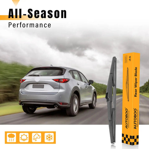 14 Inch Rear Wiper Blade Replacement For Jeep Cherokee Mazda CX 5 CX 9 Chrysler Pacifica Hyundai Tucson Santa Fe Lexus RX 350 Rear Wiper OEM Style Easy Install All Weather packaging with SUV driving on wet road