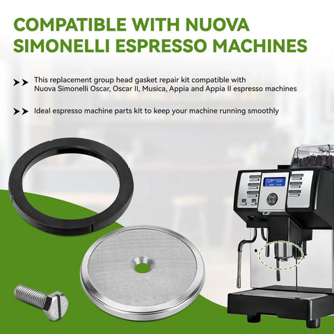 Espresso Machine Group Head Gasket Repair Kit Stop Leaks And Keep Your Espresso Setup Running Smooth Like A Pro Replacement Gasket For Nuova Simonelli Oscar Oscar II Musica Appia And Appia II Espresso Machines, black gasket kit