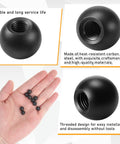 18Pcs M4 x 9mm Threaded Ball Knobs and Screw Caps Set for Lighting DIY Projects, black carbon steel hardware held in hand