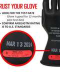 Class 0 Rubber Insulating Electrical Safety Gloves for Linemen and Electricians, 1,000 V AC and 1,500 V DC Protection, Size 11